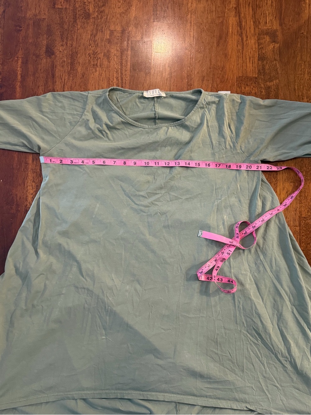 Saga Made In Italy Sage Green High Low Cotton Dress Relaxed Boho Size XL - Picture 4 of 5